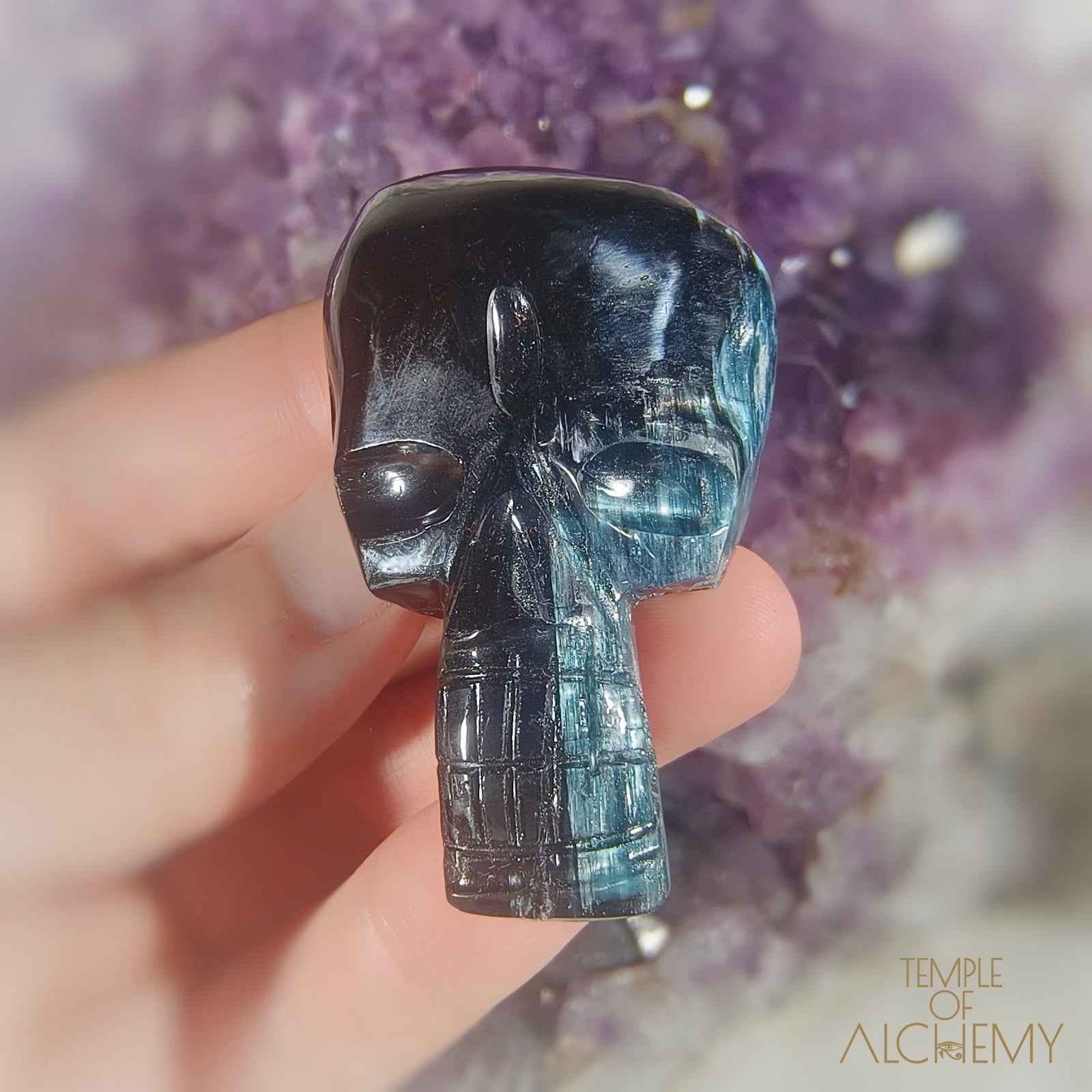 Gemmy Cat's Eye Blue Tourmaline x Black Tourmaline