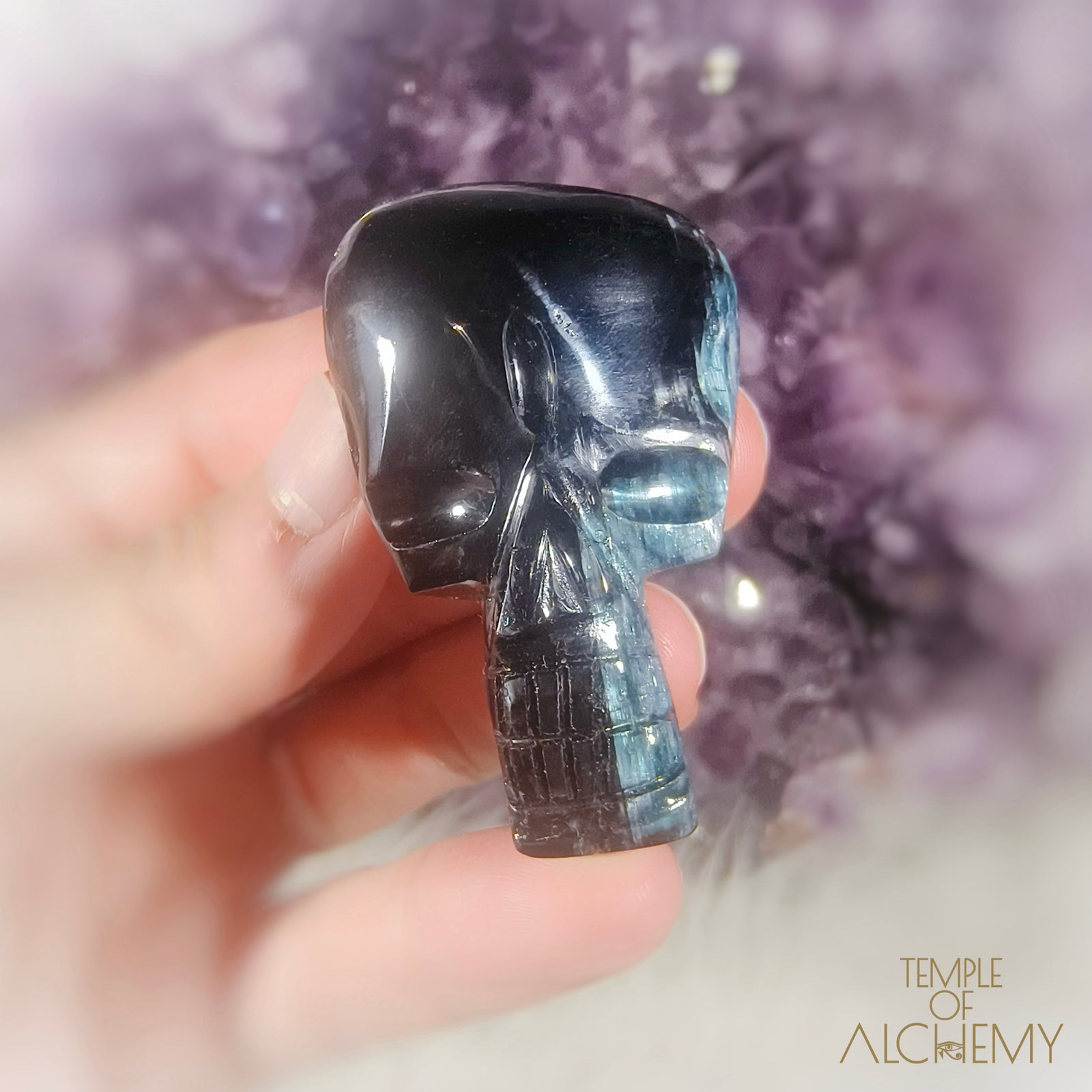 Gemmy Cat's Eye Blue Tourmaline x Black Tourmaline