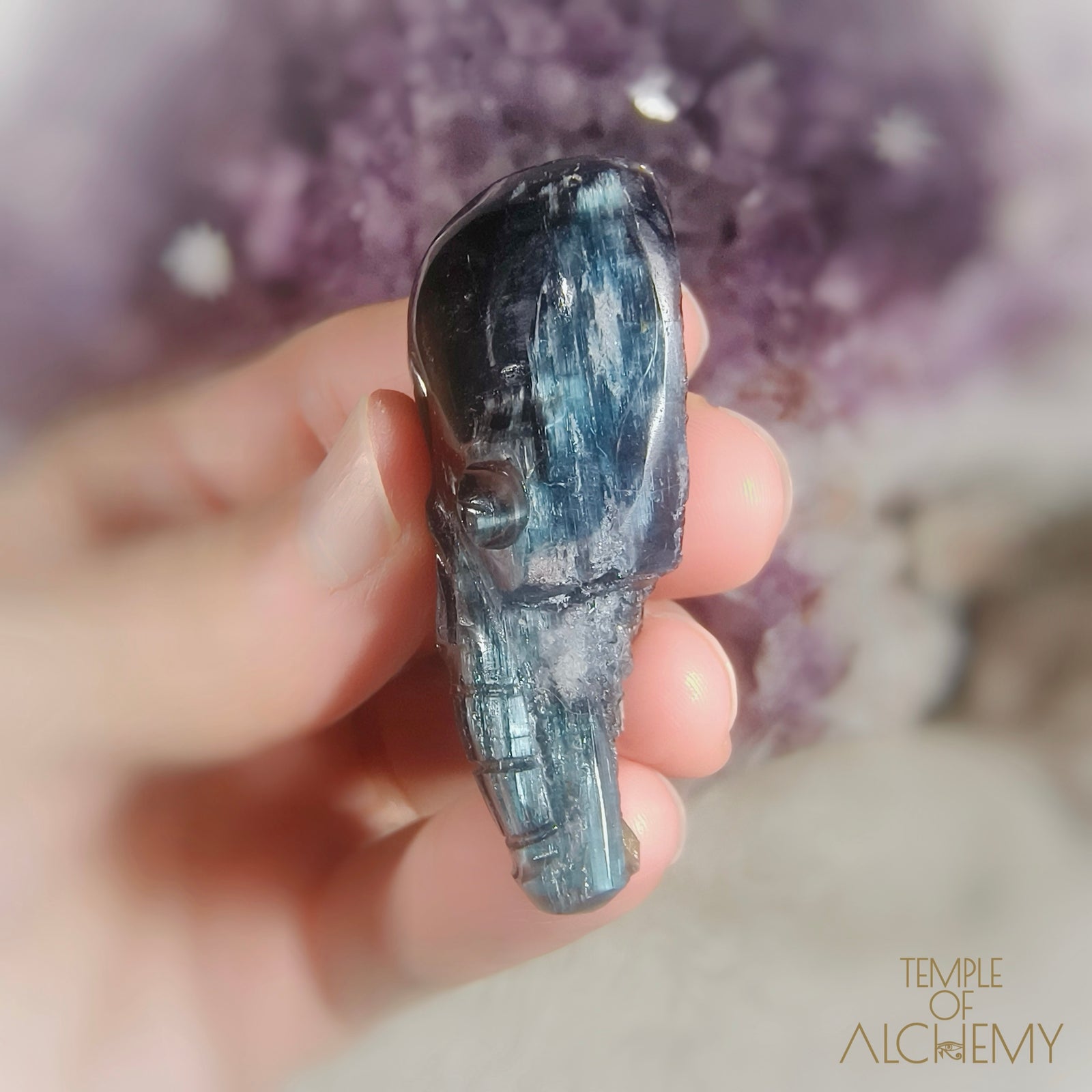 Gemmy Cat's Eye Blue Tourmaline x Black Tourmaline