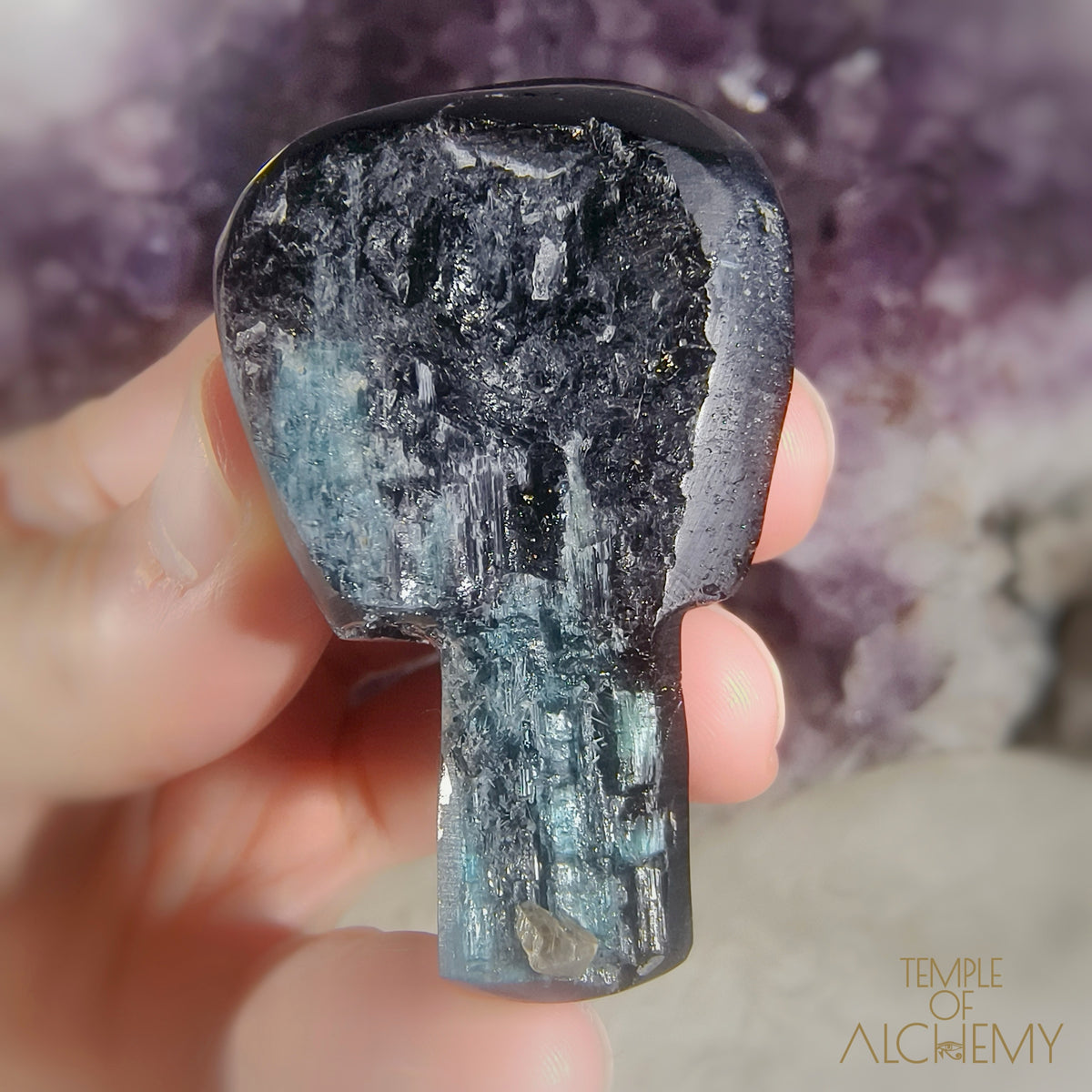 Gemmy Cat's Eye Blue Tourmaline x Black Tourmaline