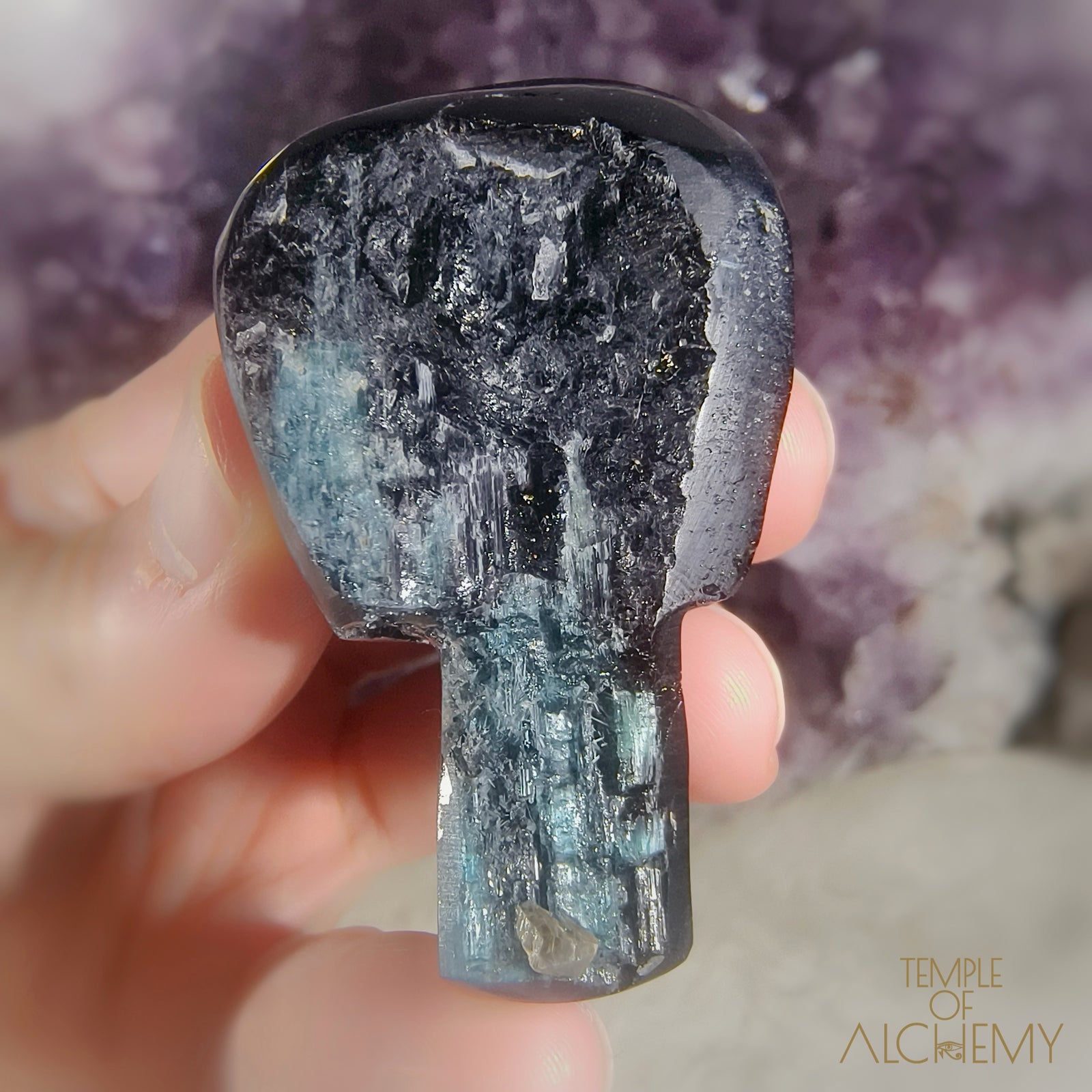 Gemmy Cat's Eye Blue Tourmaline x Black Tourmaline