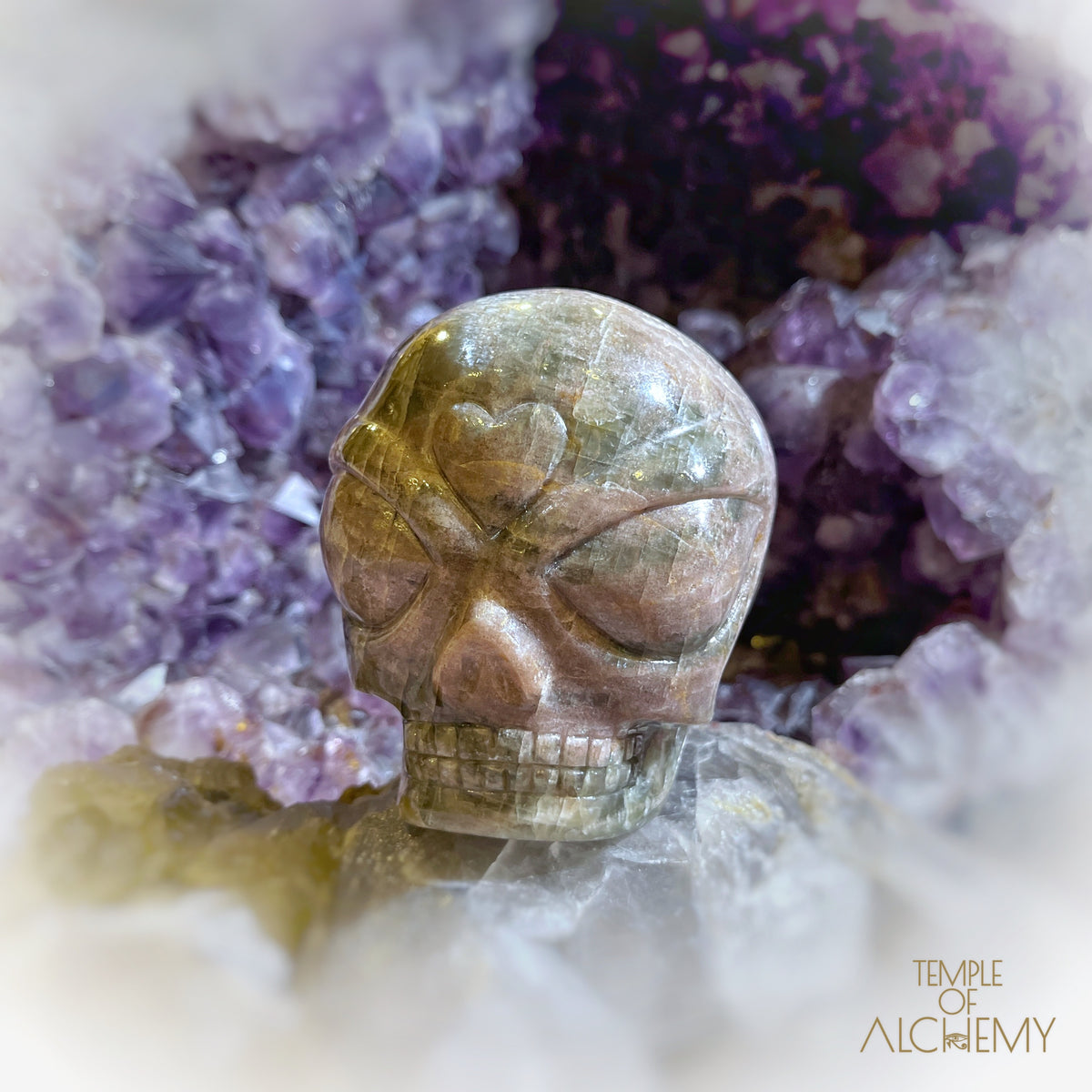 Cat's Eye Green Apatite x Orange Calcite