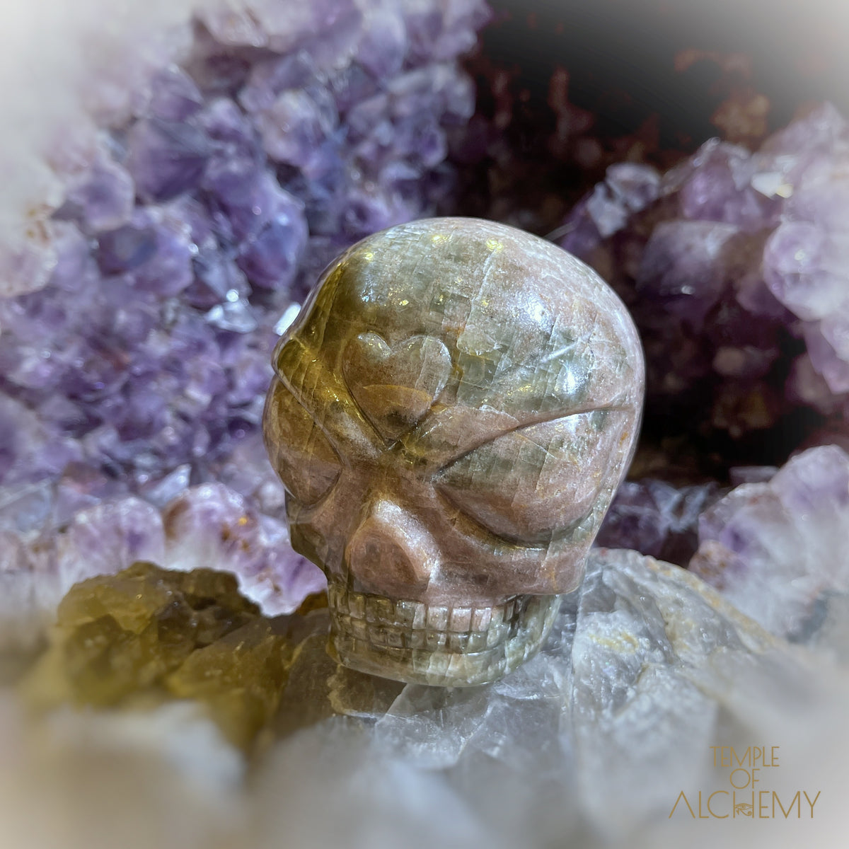 Cat's Eye Green Apatite x Orange Calcite