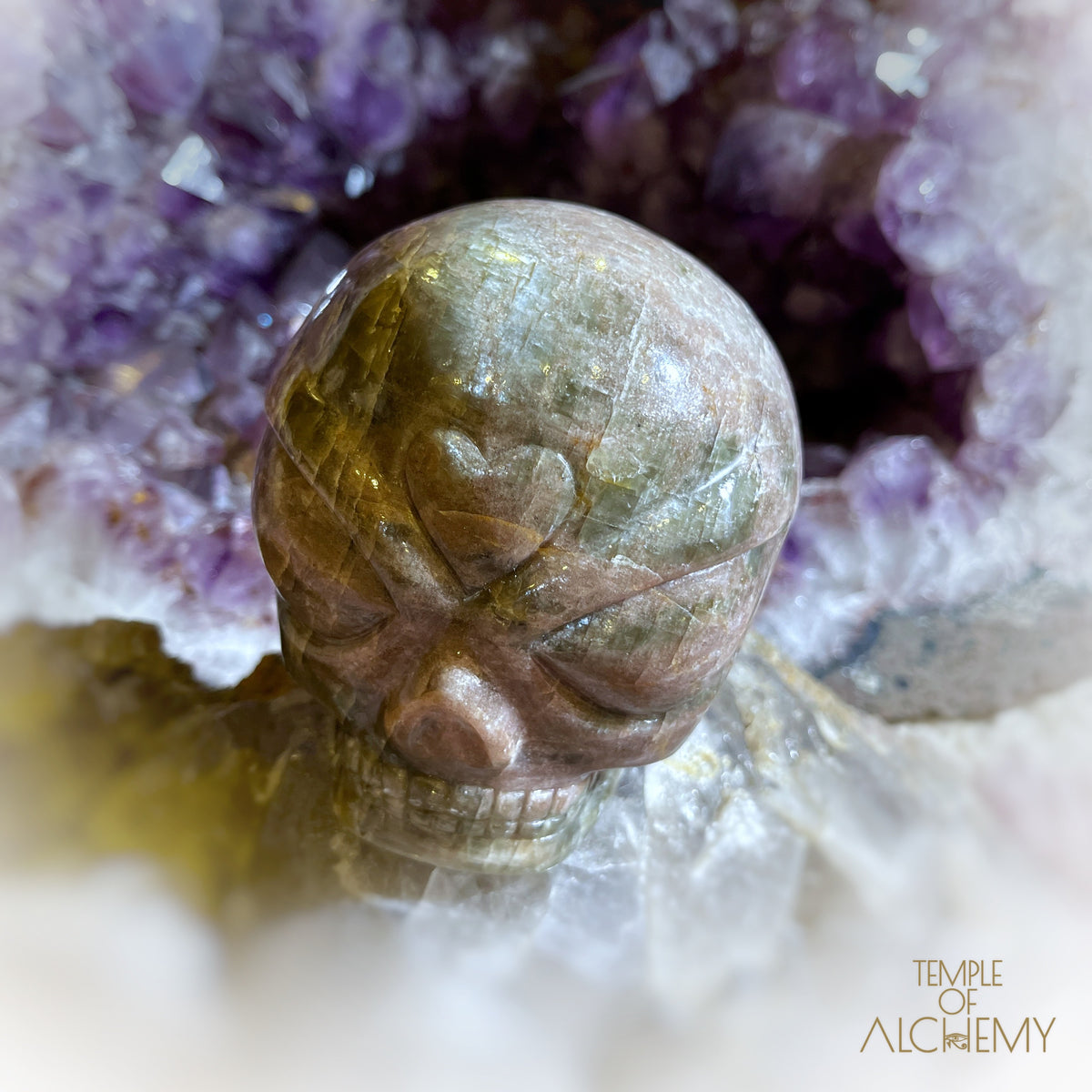 Cat's Eye Green Apatite x Orange Calcite