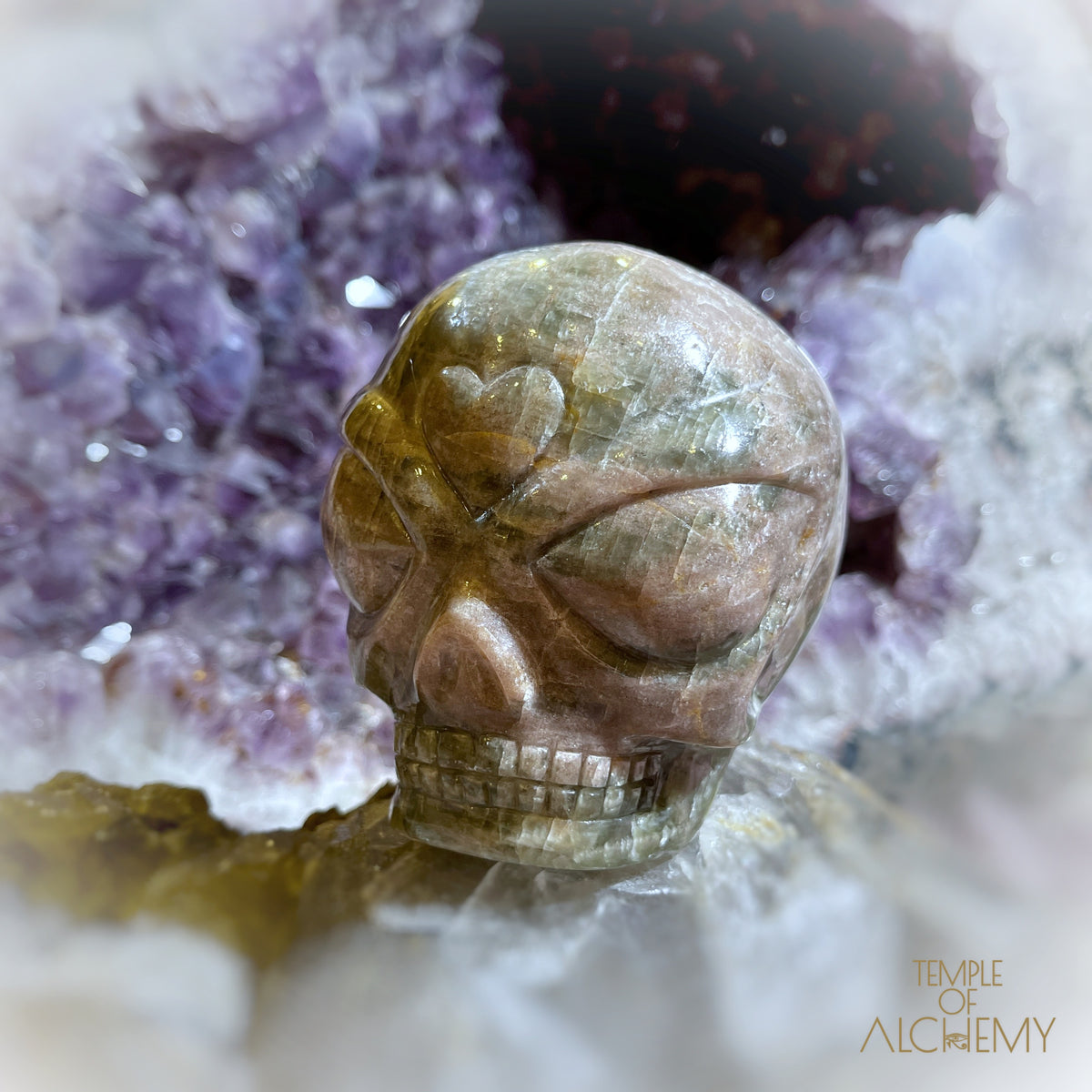 Cat's Eye Green Apatite x Orange Calcite