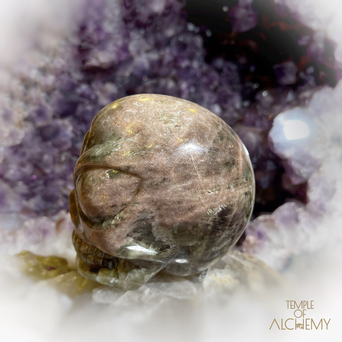 Cat's Eye Green Apatite x Orange Calcite