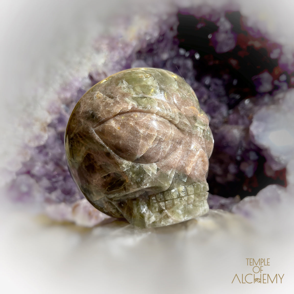 Cat's Eye Green Apatite x Orange Calcite