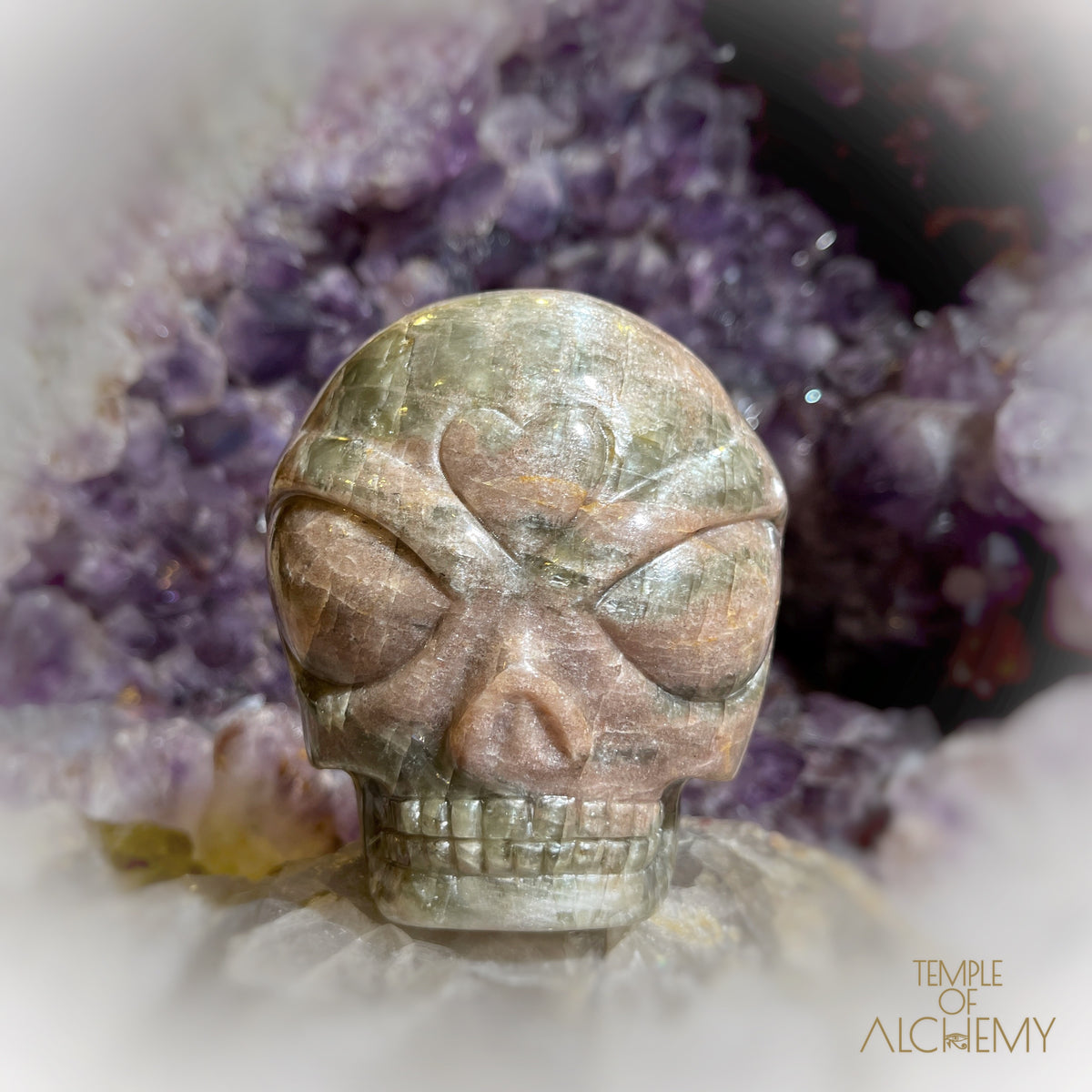 Cat's Eye Green Apatite x Orange Calcite