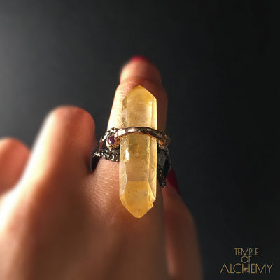 Tangerine Quartz Ring + Opal : Passion & Creativity - jewelry - Temple of Alchemy - 4
