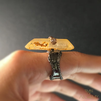Tangerine Quartz Ring + Opal : Passion & Creativity - jewelry - Temple of Alchemy - 6