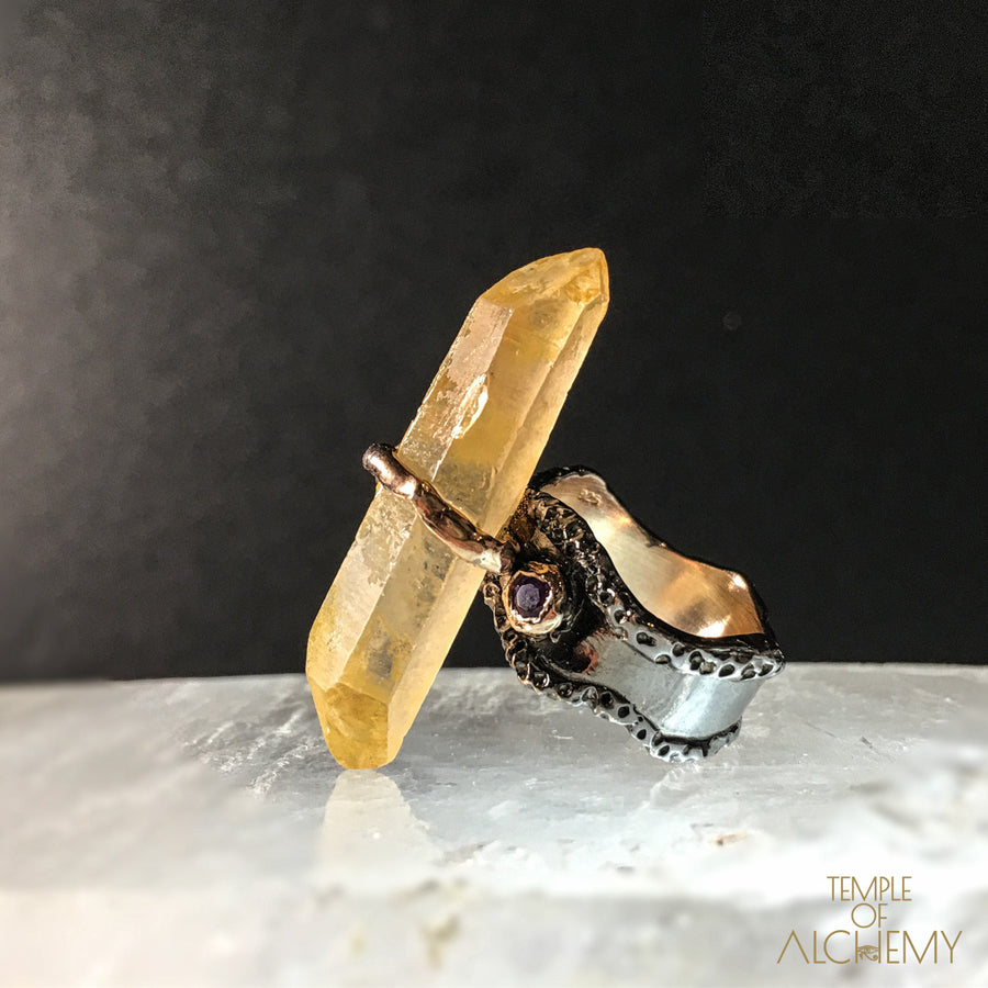 Tangerine Quartz Ring + Opal : Passion & Creativity - jewelry - Temple of Alchemy - 1