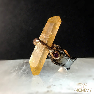 Tangerine Quartz Ring + Opal : Passion & Creativity - jewelry - Temple of Alchemy - 7