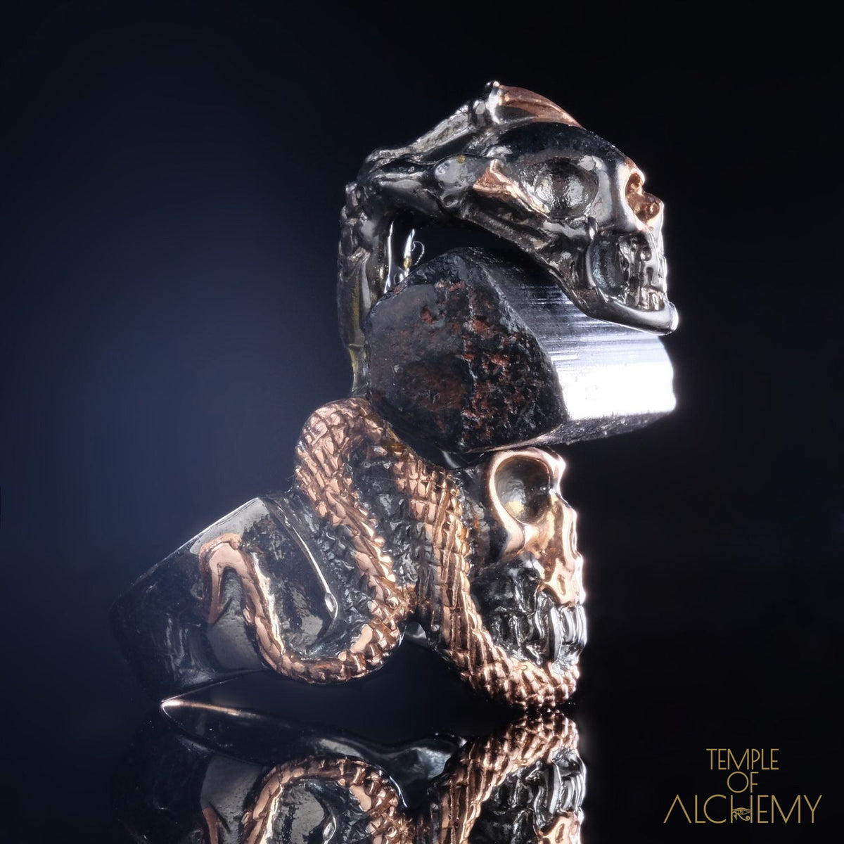 Crystal Skull Ring : Black Tourmaline - jewelry - Temple of Alchemy - 2