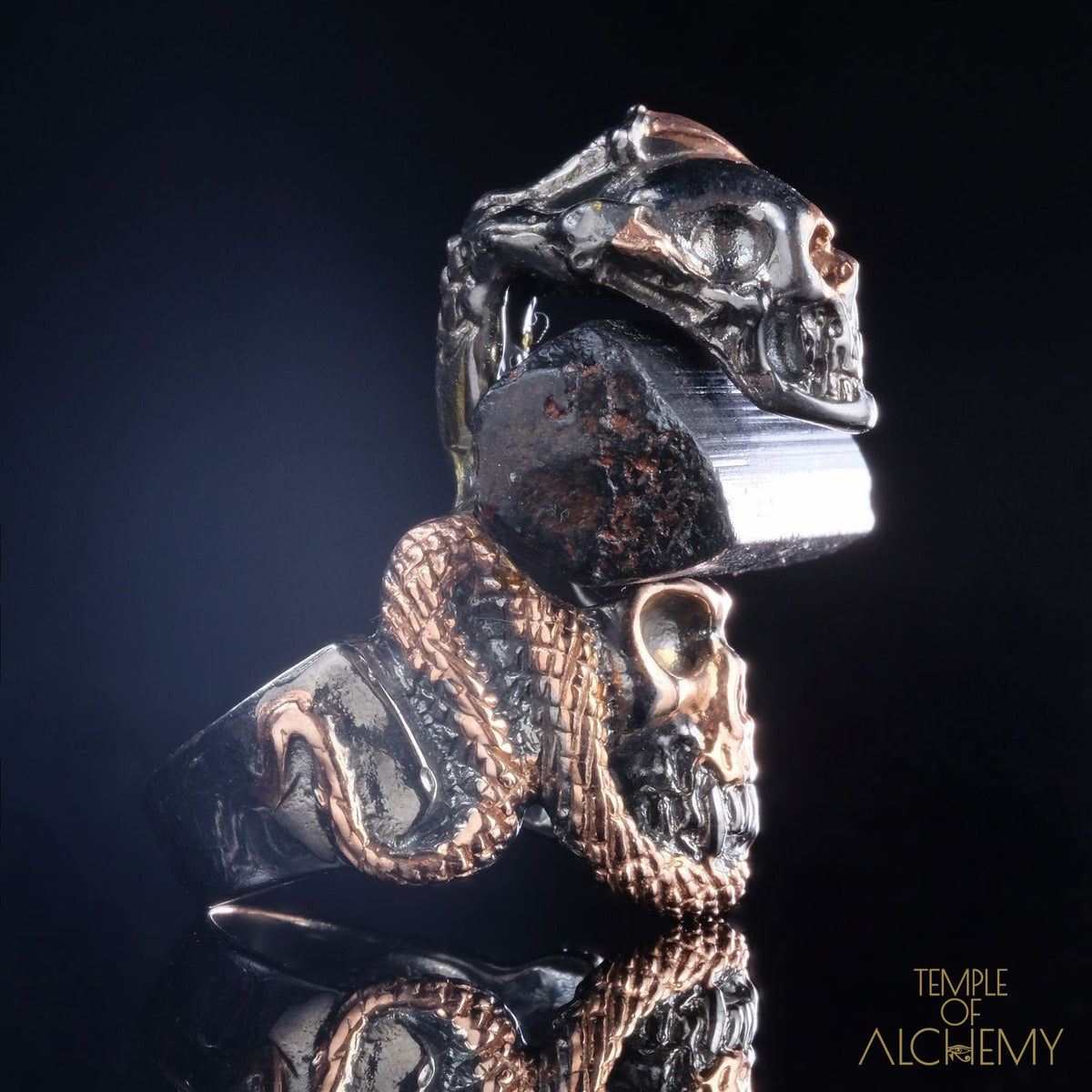 Crystal Skull Ring : Black Tourmaline - jewelry - Temple of Alchemy - 4